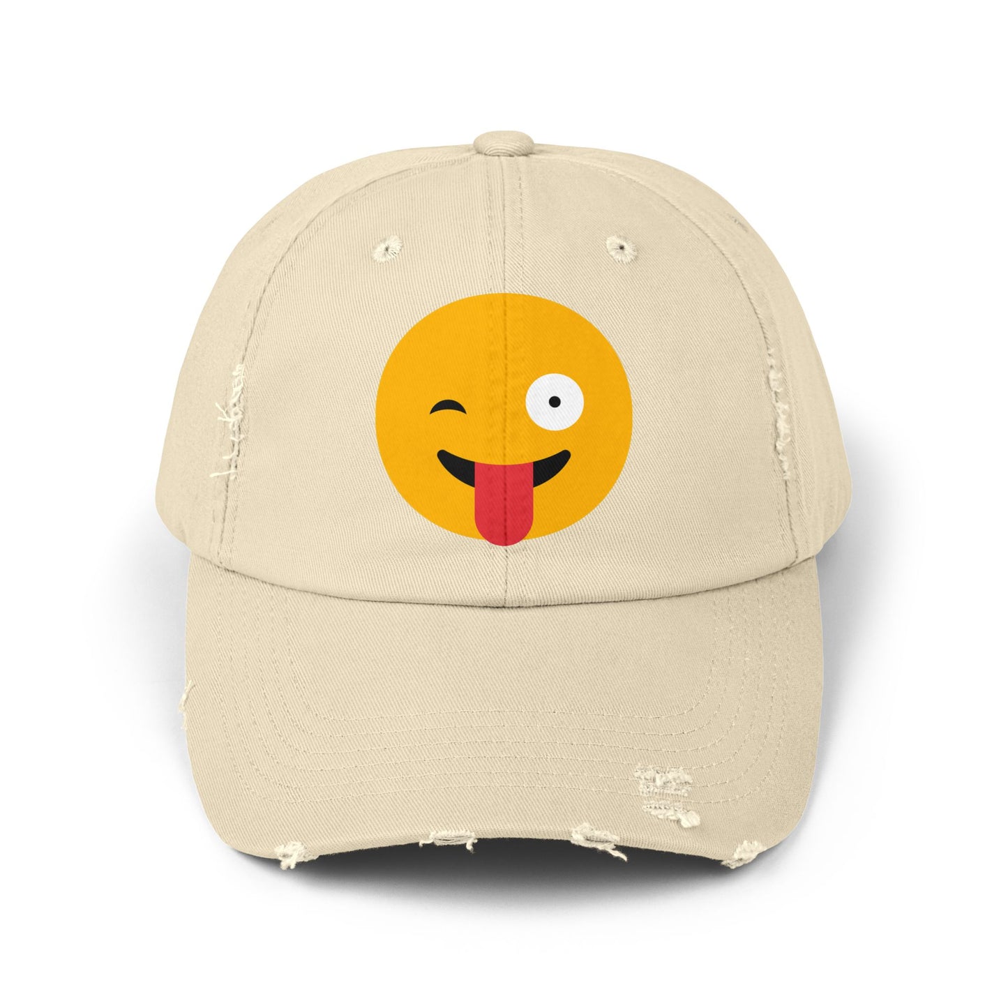 Funny Emoji Distressed Cap for Casual Wear