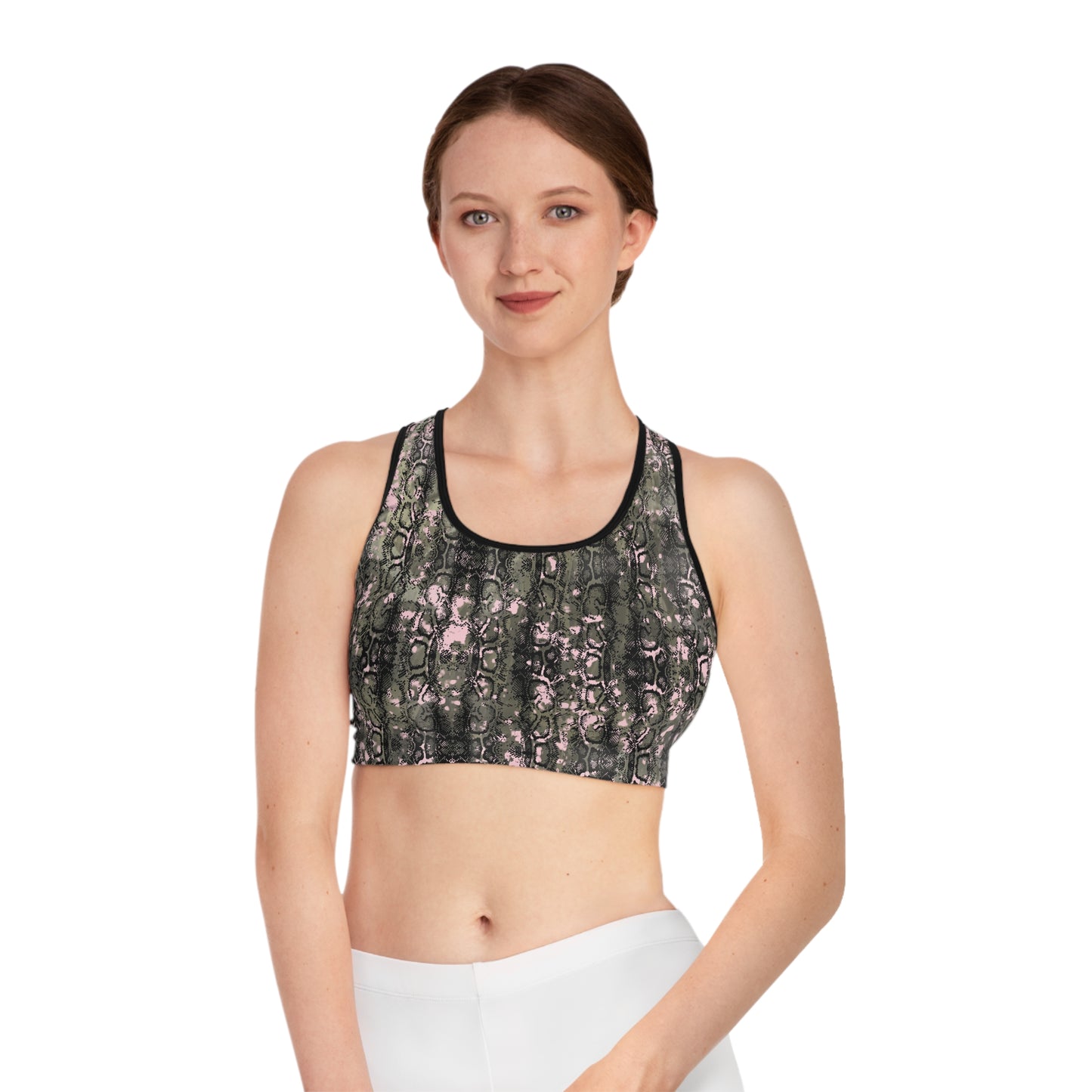 Stylish Snakeskin Print Sports Bra - Comfortable Activewear for Fitness Lovers
