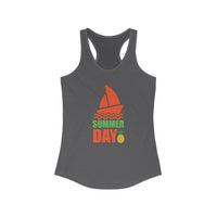 Summer Day Racerback Tank - Perfect for Beach Trips, Yoga, Festivals, and Summer Fun, Ladies' Casual Wear, Gift Idea