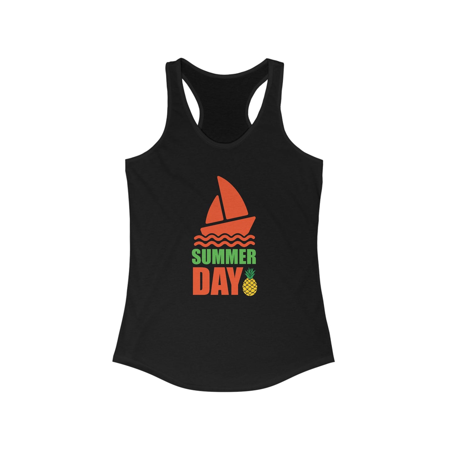 Summer Day Racerback Tank - Perfect for Beach Trips, Yoga, Festivals, and Summer Fun, Ladies' Casual Wear, Gift Idea