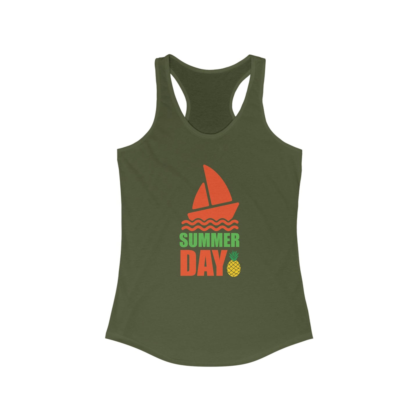 Summer Day Racerback Tank - Perfect for Beach Trips, Yoga, Festivals, and Summer Fun, Ladies' Casual Wear, Gift Idea