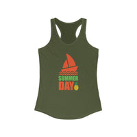 Summer Day Racerback Tank - Perfect for Beach Trips, Yoga, Festivals, and Summer Fun, Ladies' Casual Wear, Gift Idea
