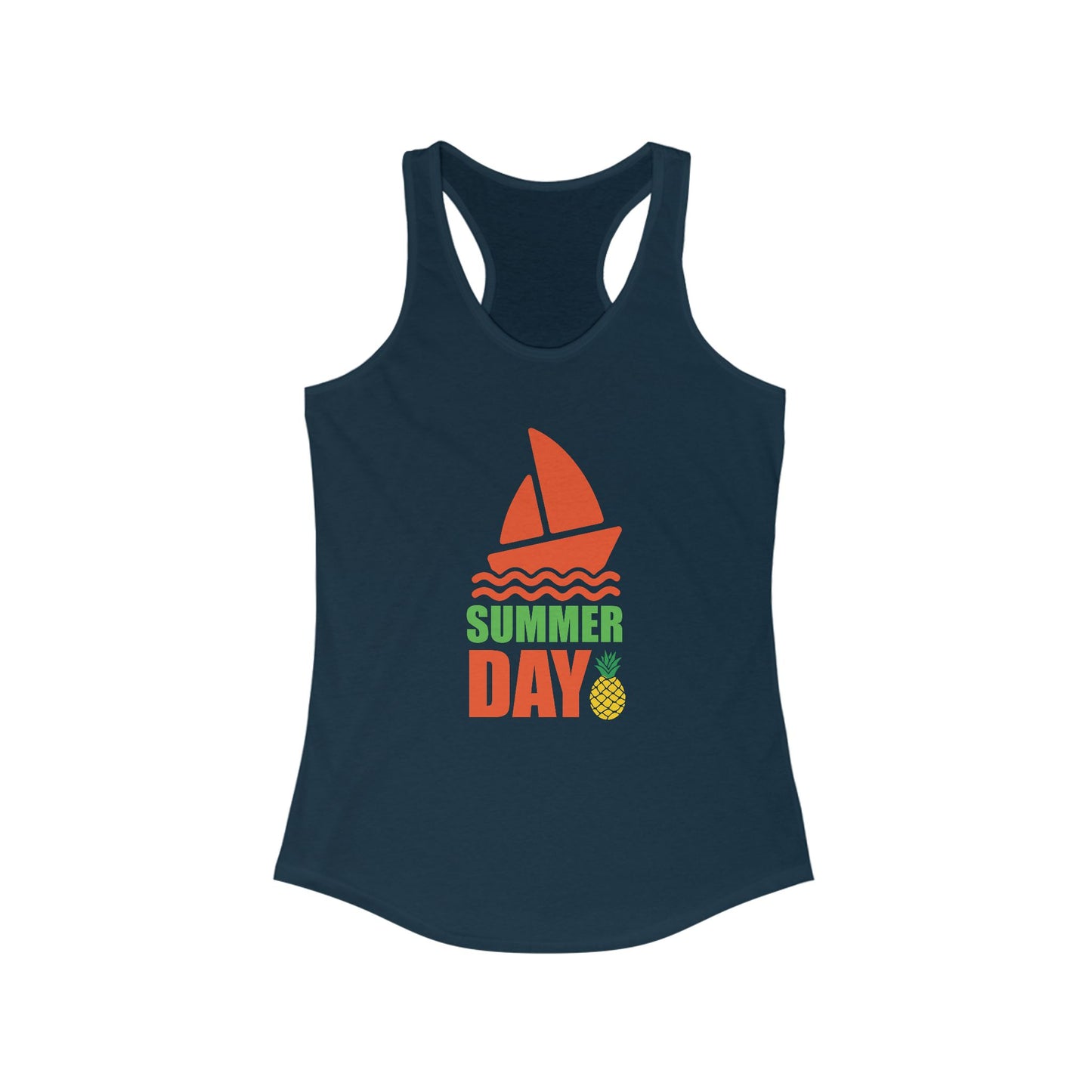 Summer Day Racerback Tank - Perfect for Beach Trips, Yoga, Festivals, and Summer Fun, Ladies' Casual Wear, Gift Idea