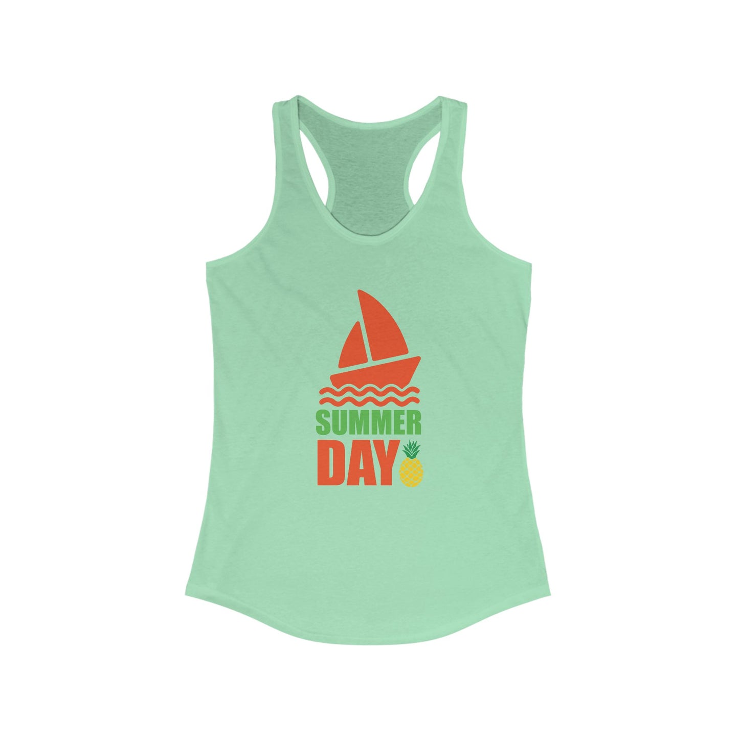 Summer Day Racerback Tank - Perfect for Beach Trips, Yoga, Festivals, and Summer Fun, Ladies' Casual Wear, Gift Idea
