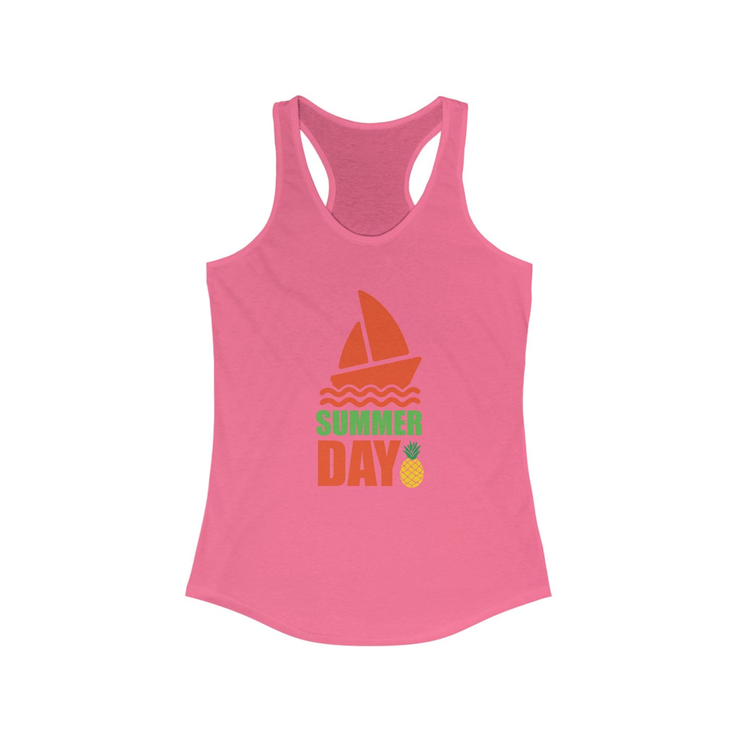 Summer Day Racerback Tank - Perfect for Beach Trips, Yoga, Festivals, and Summer Fun, Ladies' Casual Wear, Gift Idea