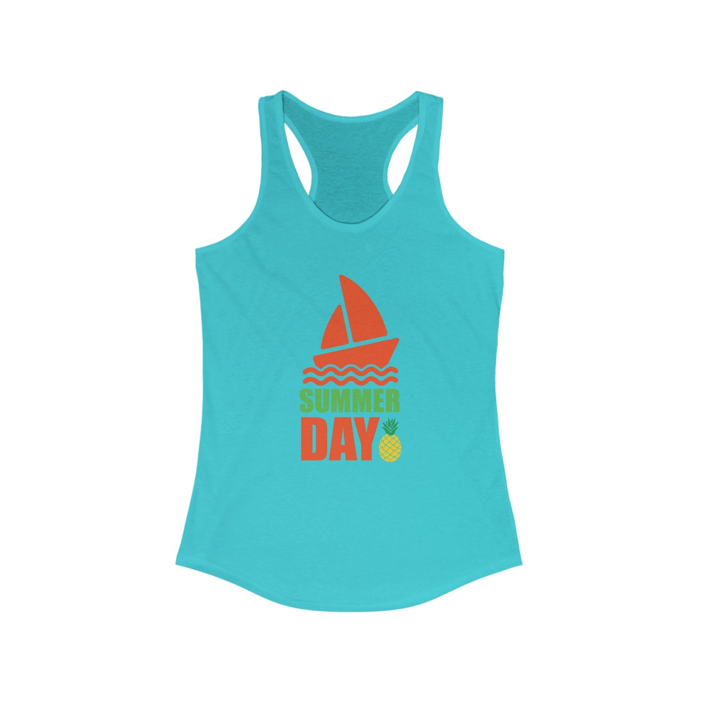 Summer Day Racerback Tank - Perfect for Beach Trips, Yoga, Festivals, and Summer Fun, Ladies' Casual Wear, Gift Idea