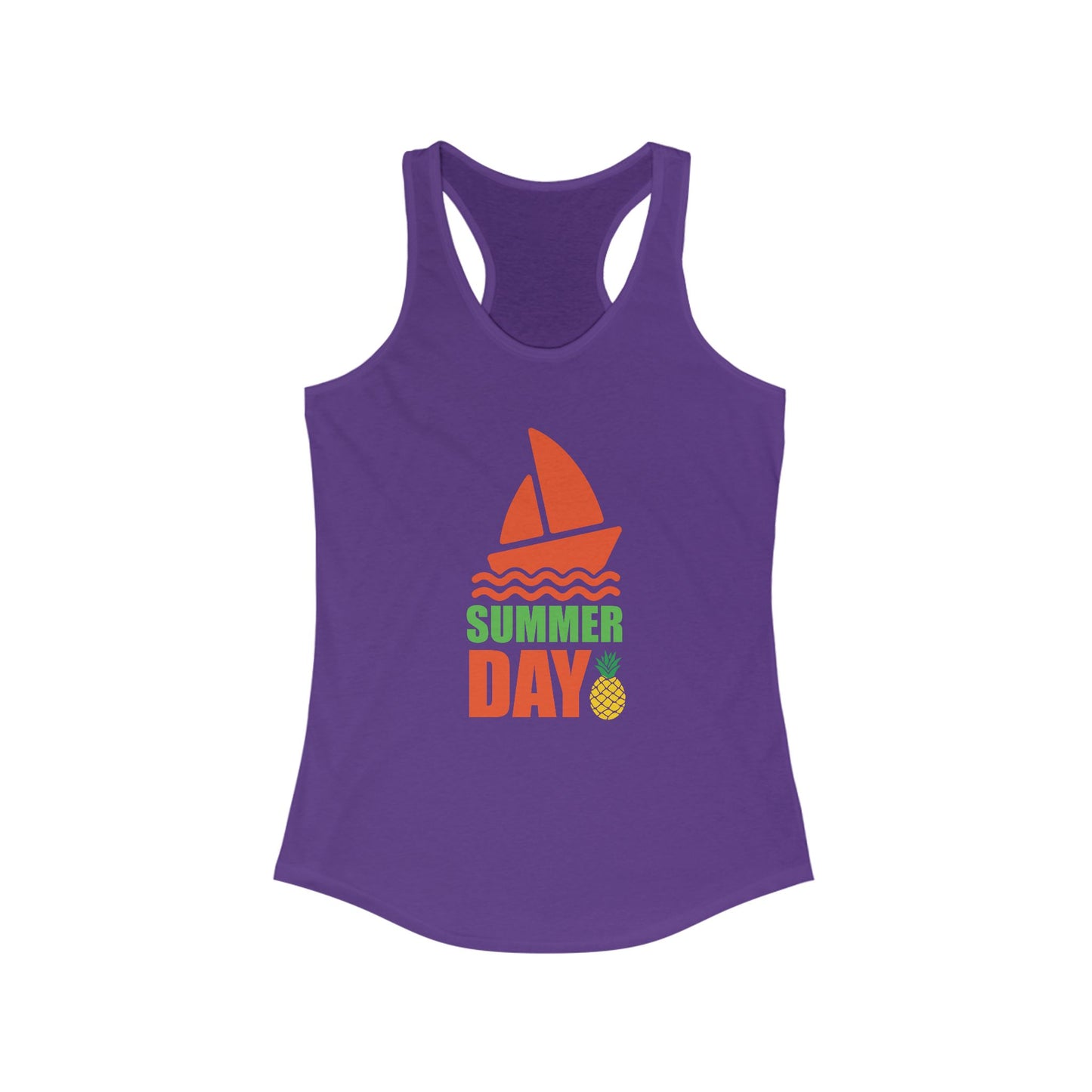 Summer Day Racerback Tank - Perfect for Beach Trips, Yoga, Festivals, and Summer Fun, Ladies' Casual Wear, Gift Idea