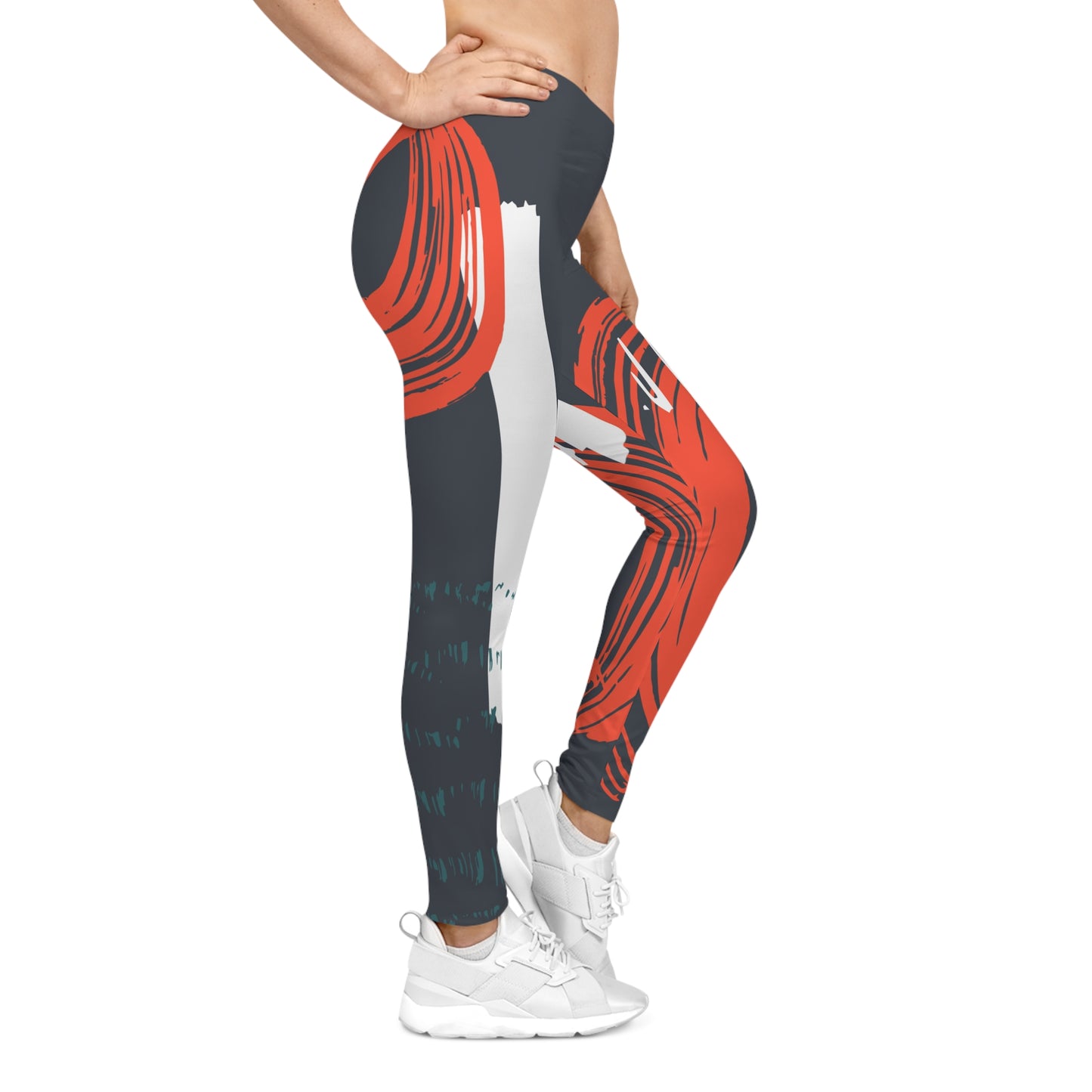 Abstract Patterned Women's Casual Leggings - Comfortable & Stylish Athletic Wear