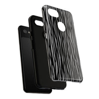 Stylish Tough Phone Case - Black and Gray Striped Design