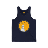 Unisex Jersey Tank - Howling Dog & Birds Design