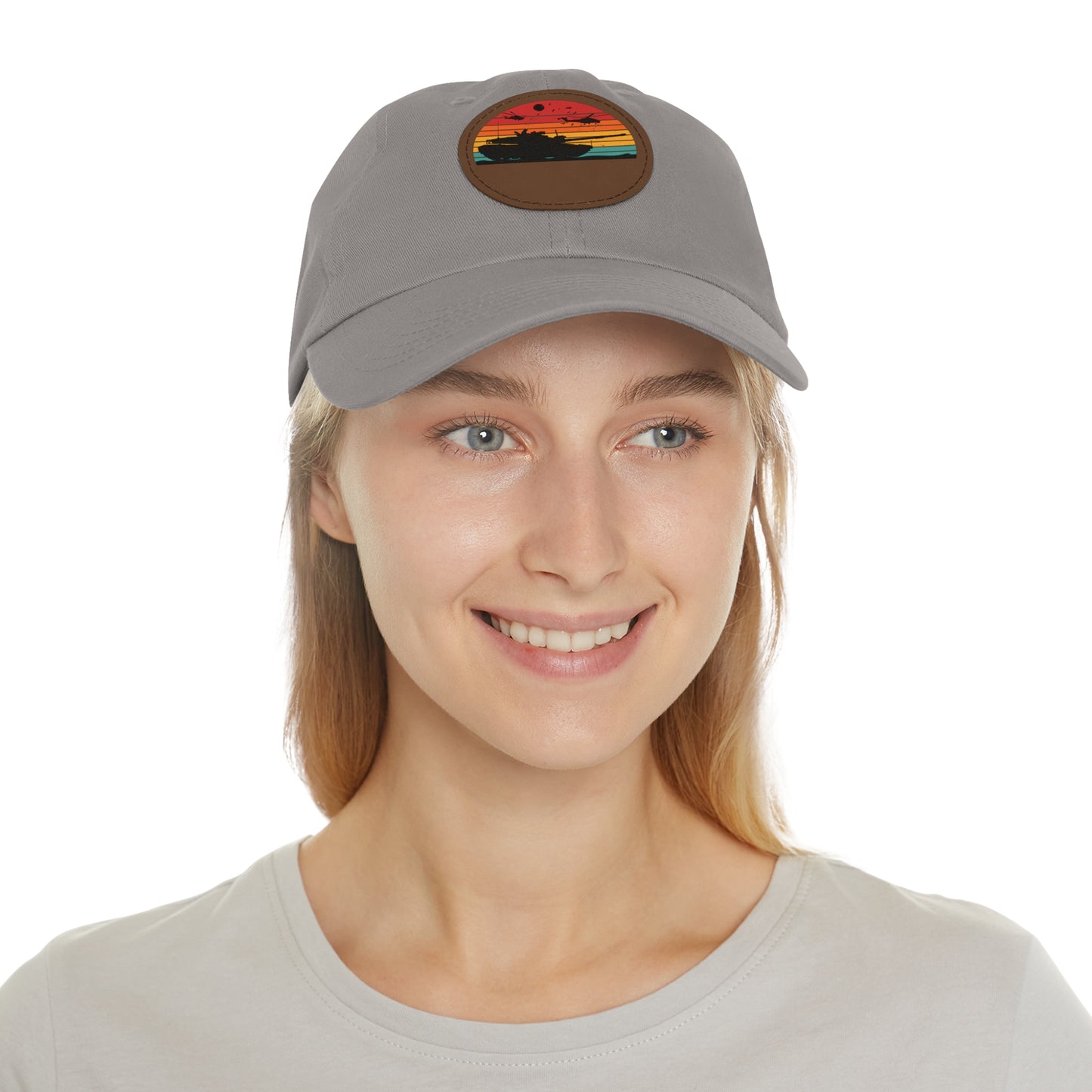 Retro Sunset Dad Hat with Leather Patch