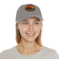 Retro Sunset Dad Hat with Leather Patch