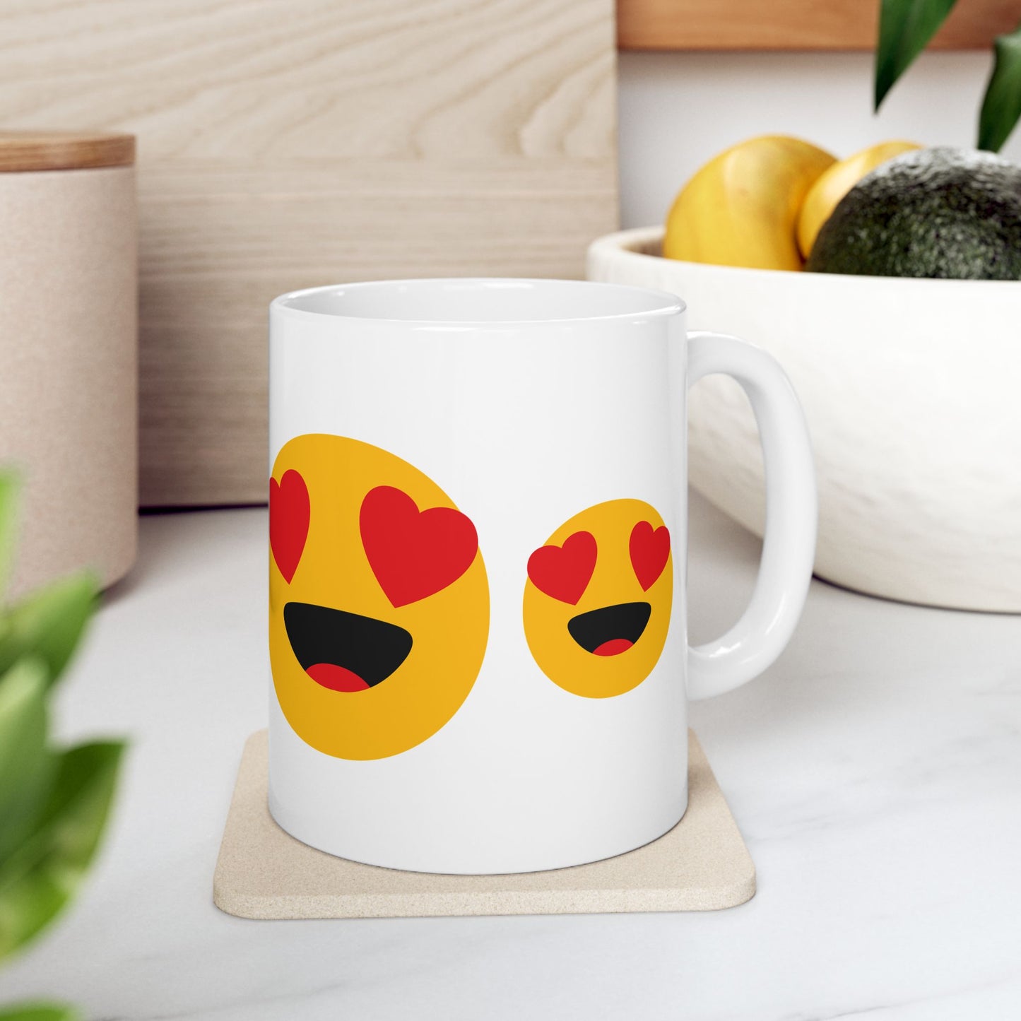 Cute Love Emoji Ceramic Mug - Perfect Gift for Valentine's Day, Coffee Lovers, or Romantic Occasions