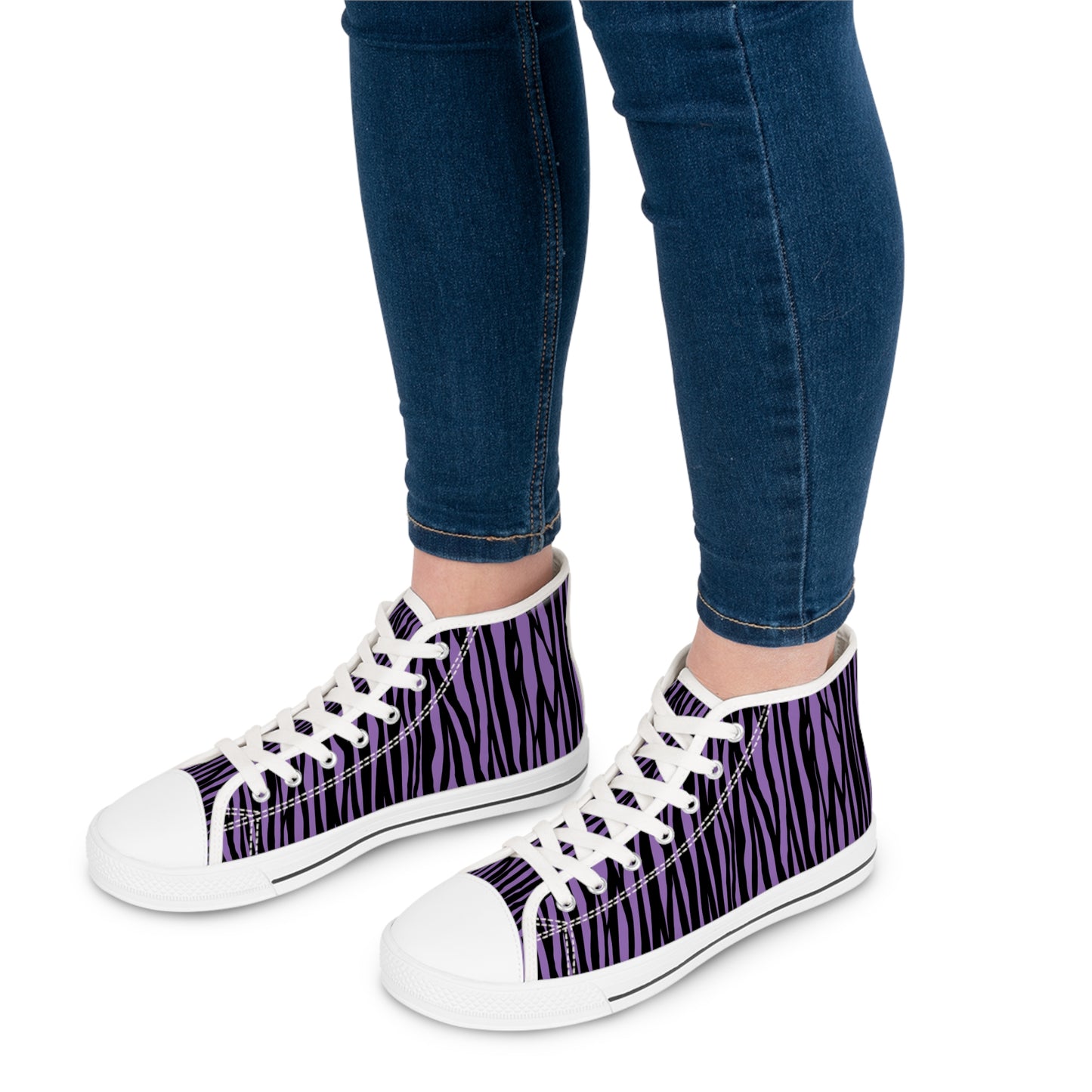 Vibrant Purple Tiger Print High Top Sneakers for Women, Trendy Casual Footwear, Unique Gift, Fashion Statement Sneakers, Summer Essentials