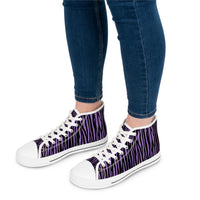 Vibrant Purple Tiger Print High Top Sneakers for Women, Trendy Casual Footwear, Unique Gift, Fashion Statement Sneakers, Summer Essentials