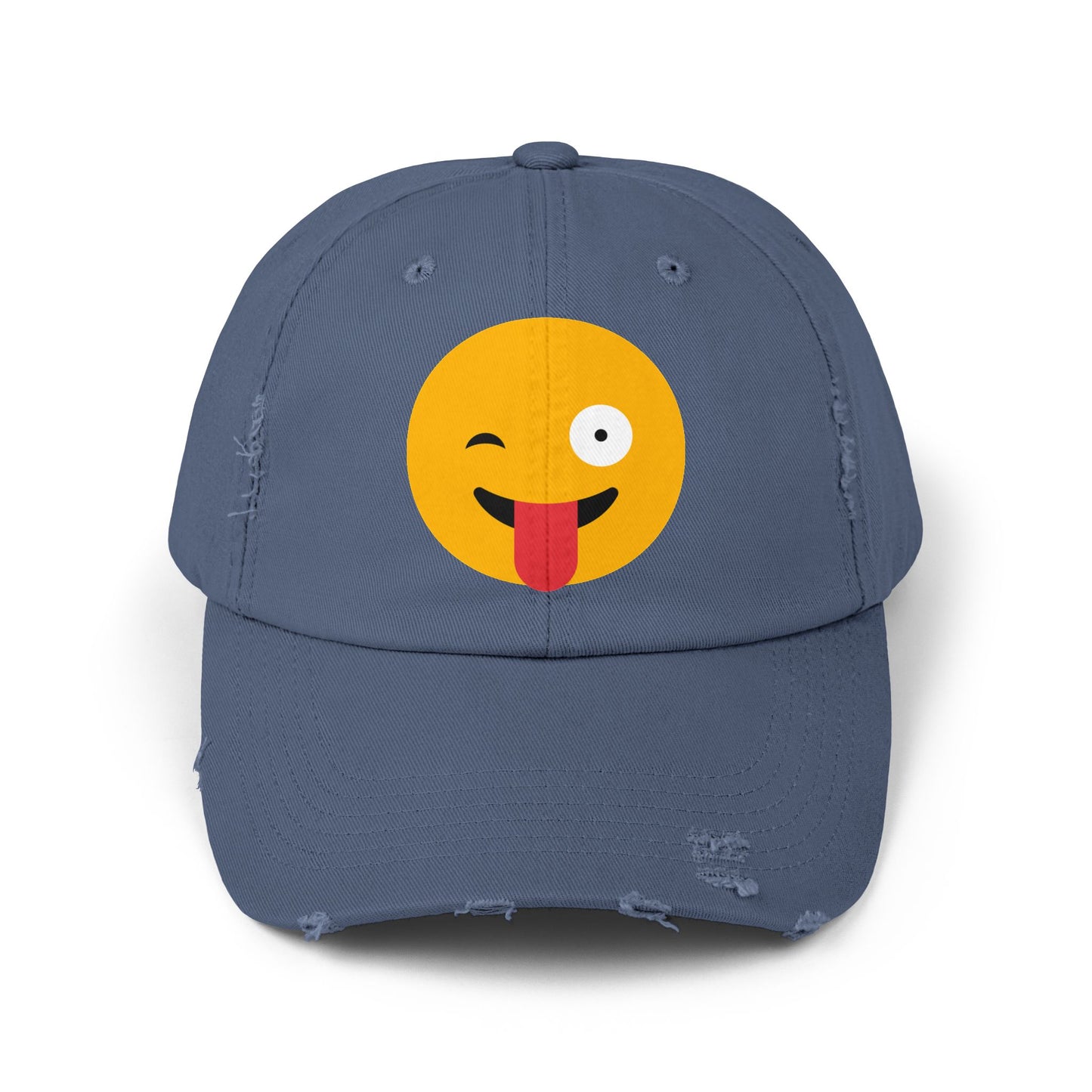 Funny Emoji Distressed Cap for Casual Wear