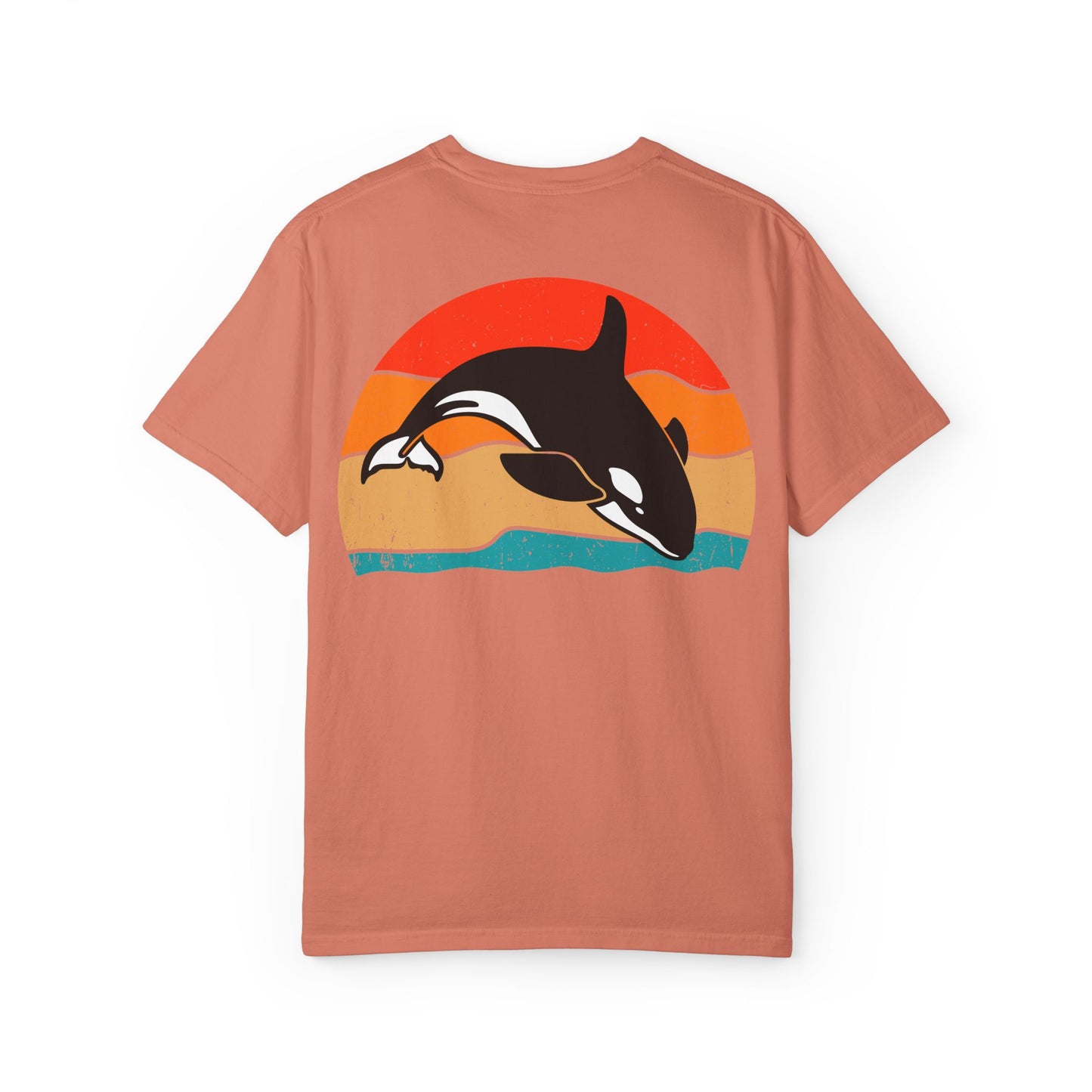 Whale Sunset Graphic T-Shirt - Unisex Garment-Dyed Tee for Ocean Lovers
