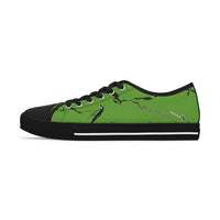 Trendy Women’s Low Top Sneakers - Green & Black Marble Design