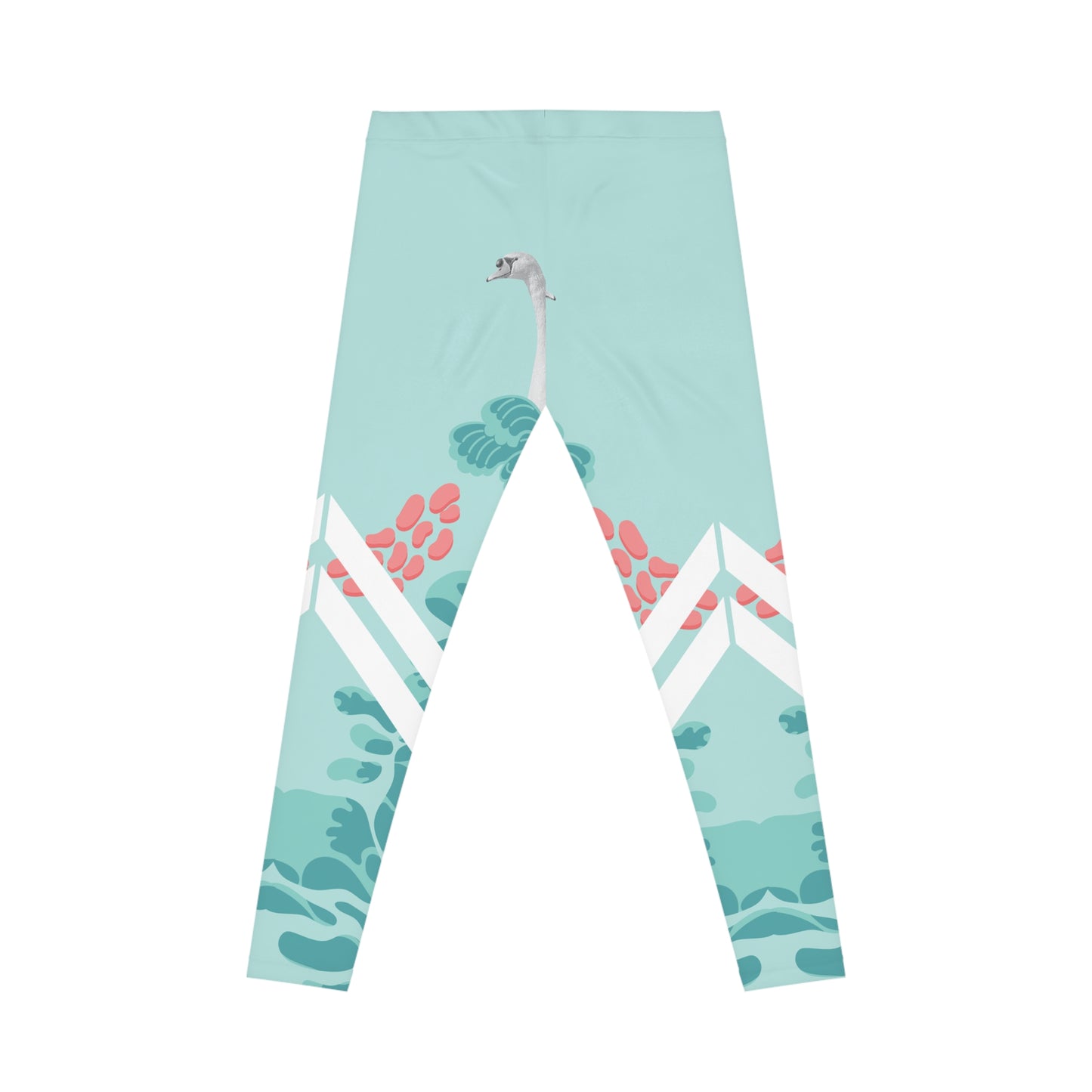 Stylish Floral Leggings with Swans - Women's Casual Activewear