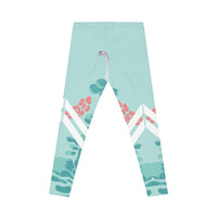 Stylish Floral Leggings with Swans - Women's Casual Activewear