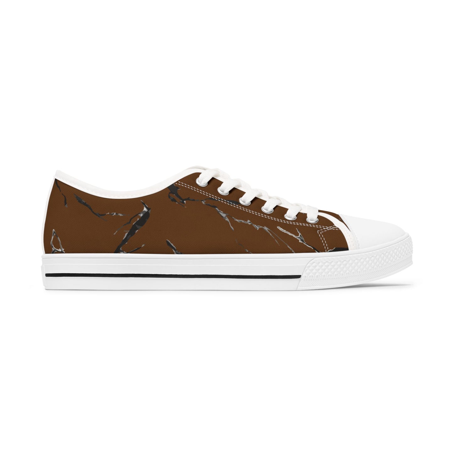 Stylish Women's Low Top Sneakers with Brown Marble Design