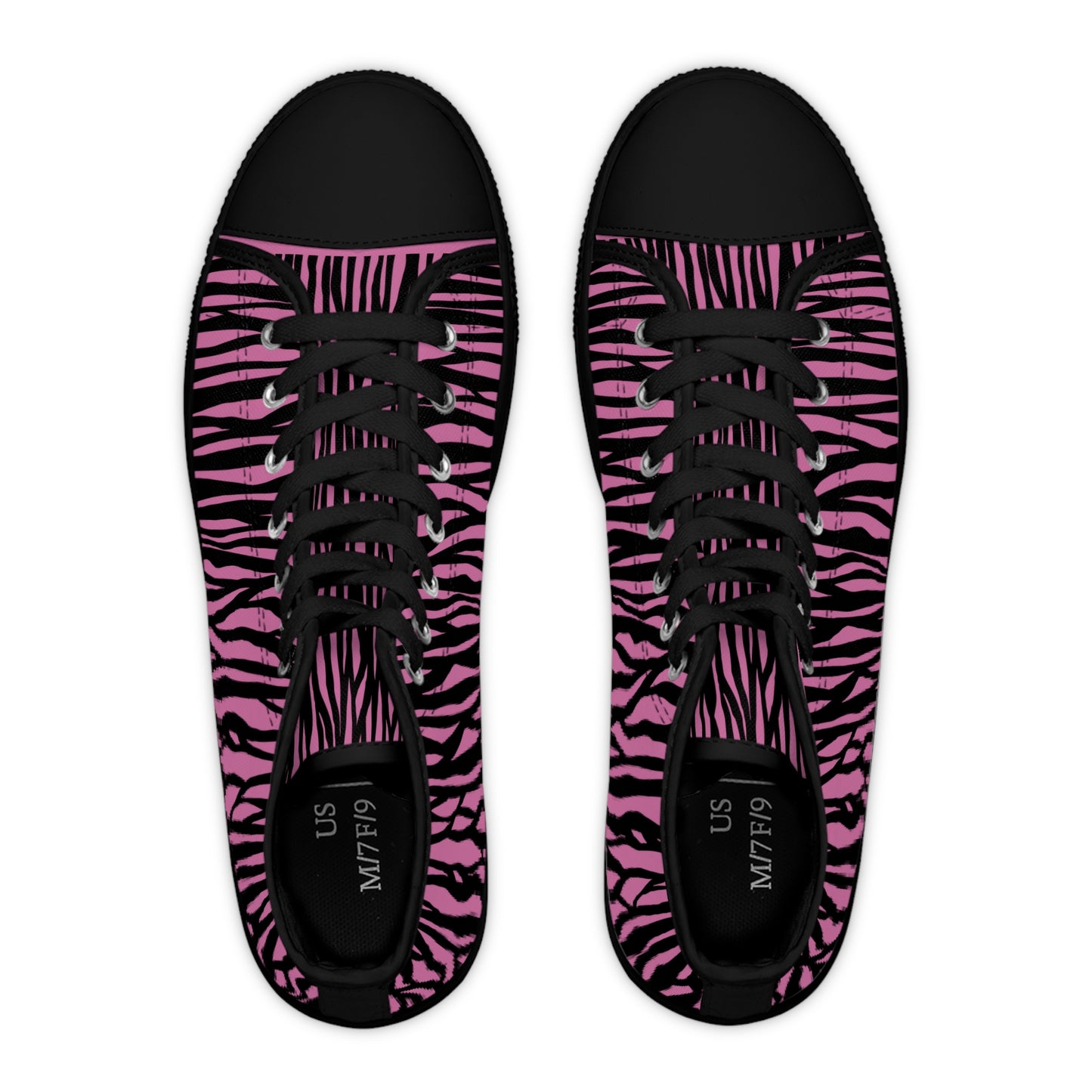 Fierce Pink Zebra High Top Sneakers for Women - Stylish and Edgy Footwear, Trendy Fashion, Unique Street Style, Gift for Her, Everyday Wear