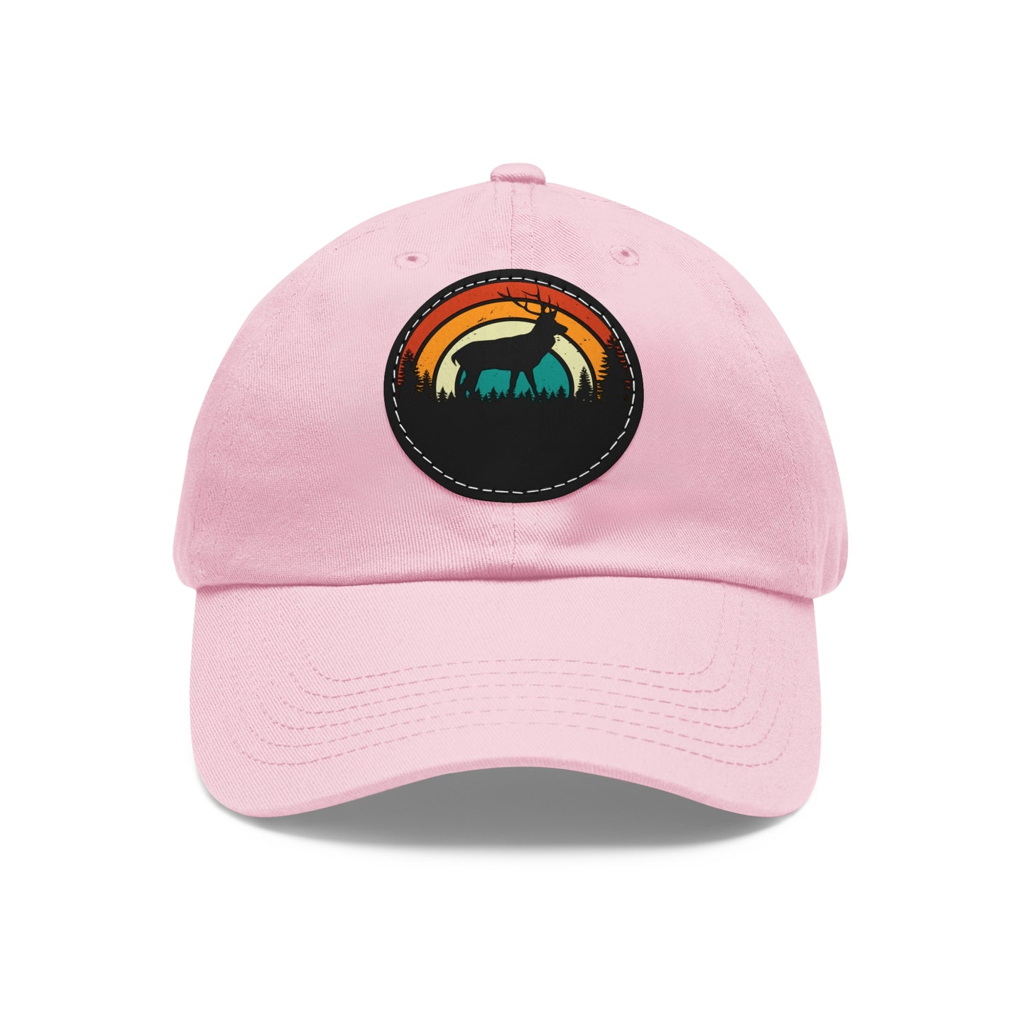 Stylish Dad Hat with Leather Patch - Retro Deer Design