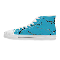 Stylish Women's High Top Sneakers - Blue Marble Design