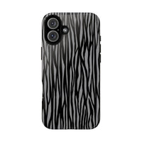 Stylish Tough Phone Case - Black and Gray Striped Design