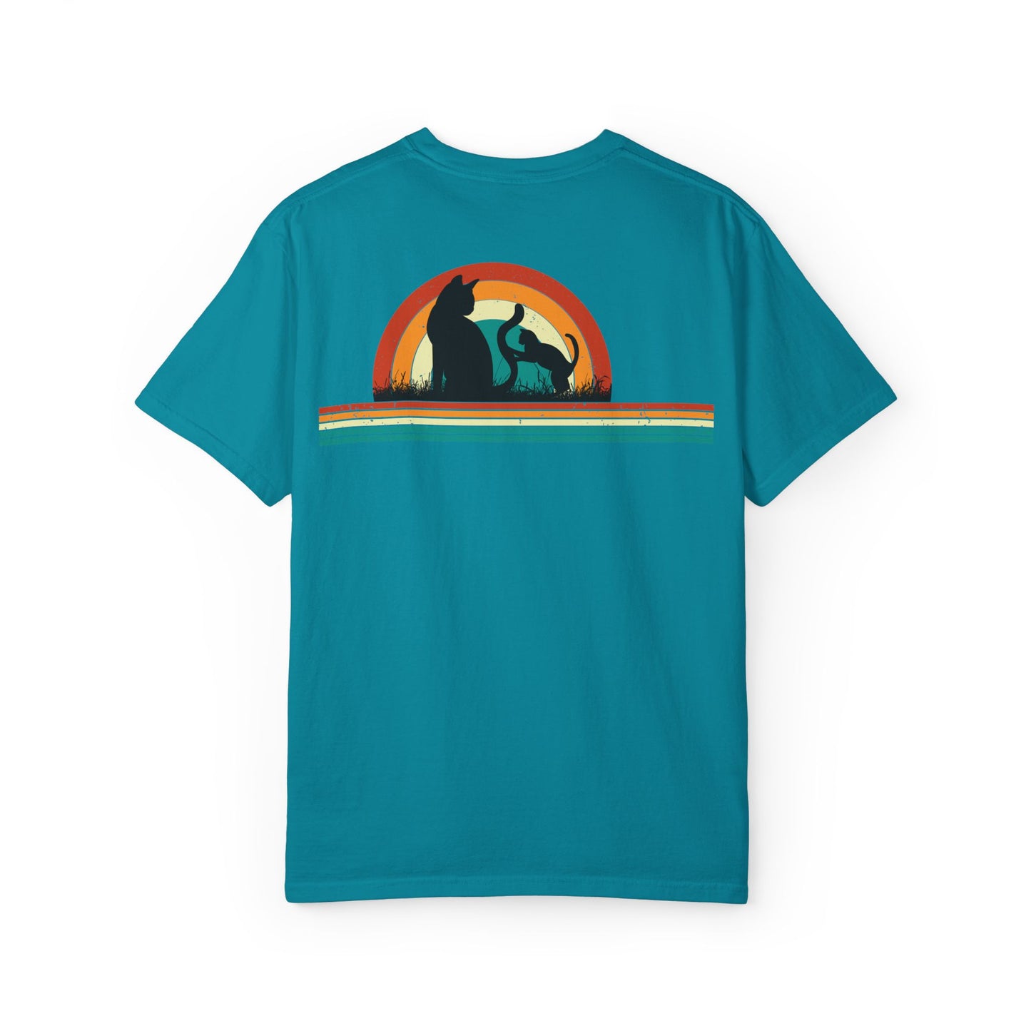 Unisex Cat & Dog Sunset Graphic T-Shirt - Casual Animal Lover Tee