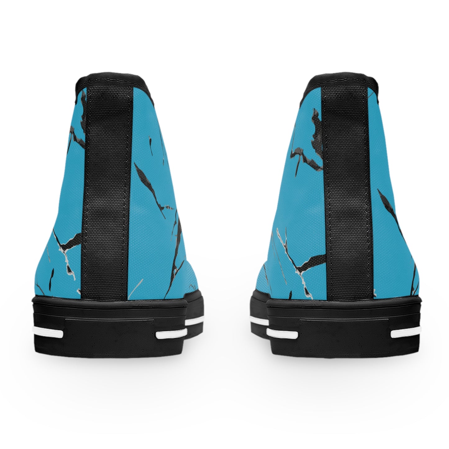 Stylish Women's High Top Sneakers - Blue Marble Design