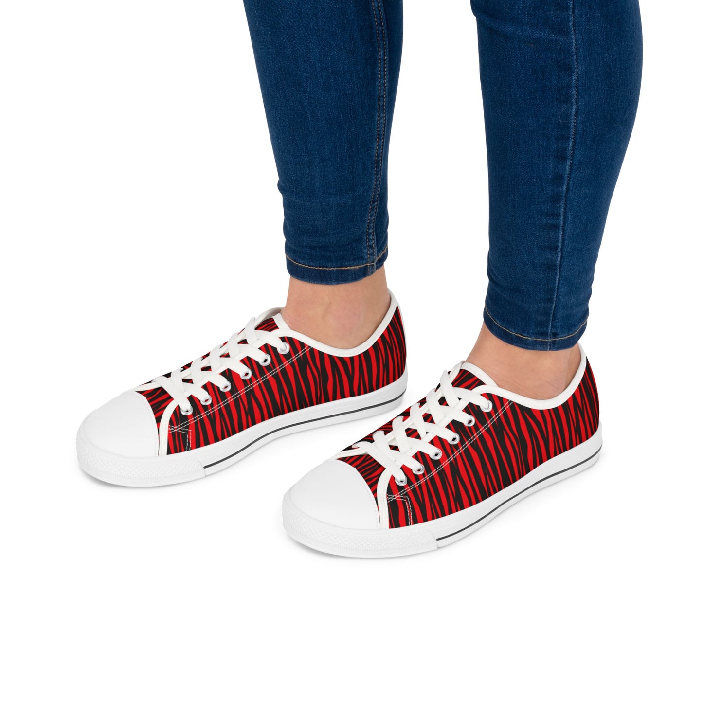 Fierce Red Tiger Print Women's Low Top Sneakers