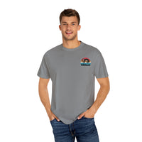 Chill Vibes Unisex Garment-Dyed T-Shirt - Retro Sloth & Sunset Design