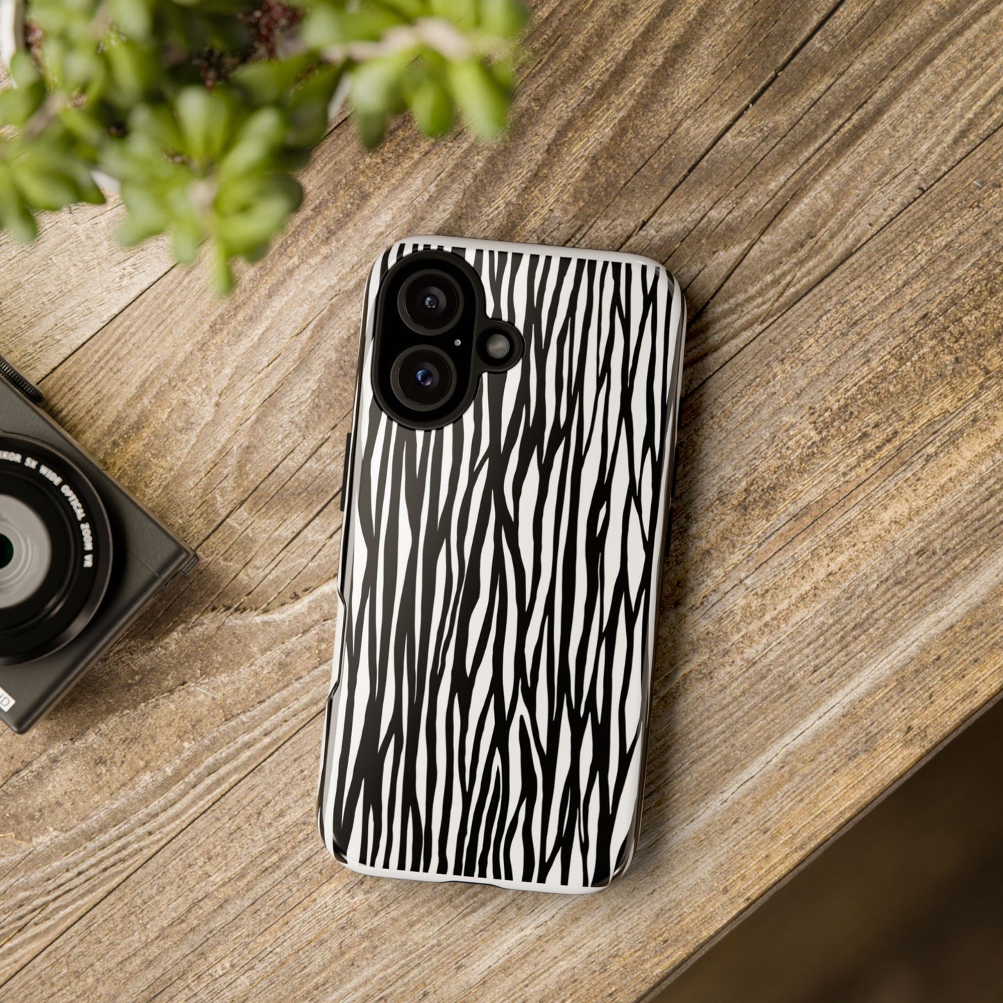 Tough Cases: Stylish Black and White Zebra Print Phone Case