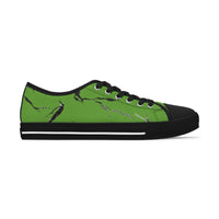Trendy Women’s Low Top Sneakers - Green & Black Marble Design