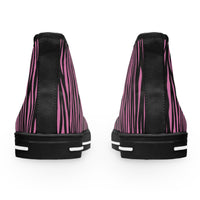 Fierce Pink Zebra High Top Sneakers for Women - Stylish and Edgy Footwear, Trendy Fashion, Unique Street Style, Gift for Her, Everyday Wear