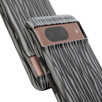 Stylish Tough Phone Case - Black and Gray Striped Design