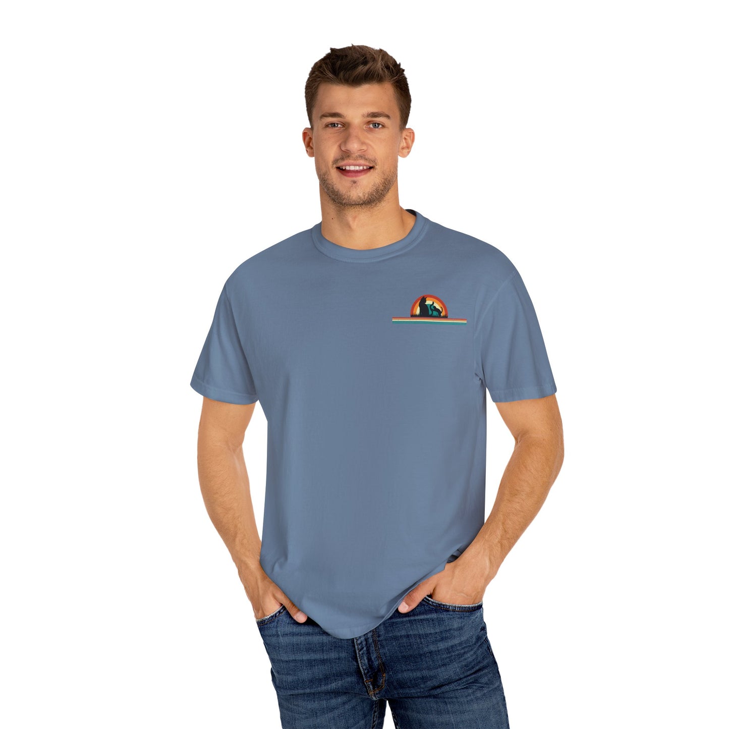 Unisex Cat & Dog Sunset Graphic T-Shirt - Casual Animal Lover Tee
