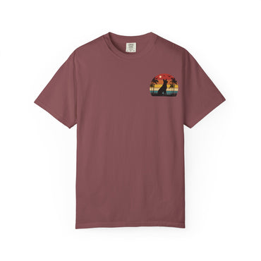 Sunset Palms Unisex Garment-Dyed T-Shirt with Dog Design