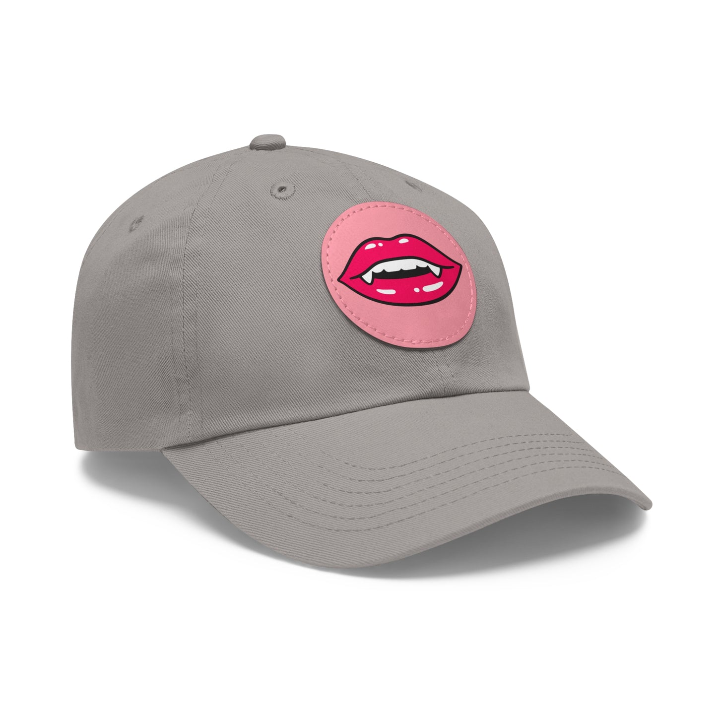 Hat for Men, Stylish Summer Dad Cap with Leather Patch, Trendy Bold Lip Design, Casual Baseball Hat, Fashionable Accessory