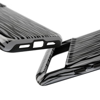 Stylish Tough Phone Case - Black and Gray Striped Design
