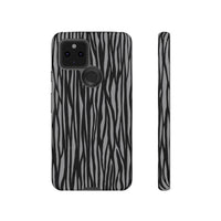 Stylish Tough Phone Case - Black and Gray Striped Design