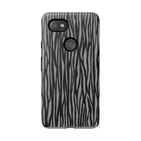Stylish Tough Phone Case - Black and Gray Striped Design