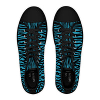 Women's High Top Sneakers - Funky Blue Zebra Print, Trendy Footwear, Casual Style, Unique Gift, Everyday Comfort