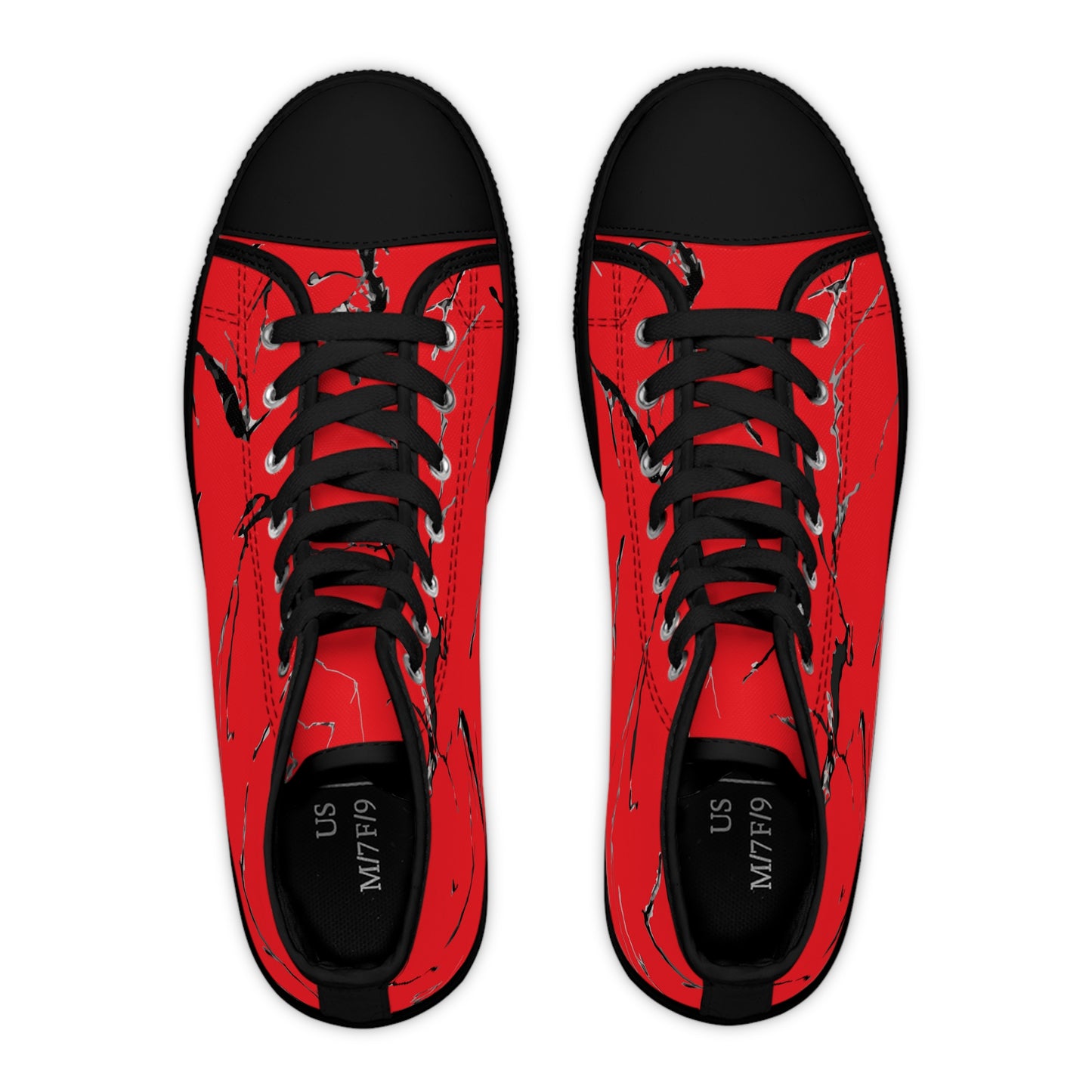 Stylish Women's High Top Sneakers - Red Marble Design