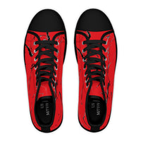 Stylish Women's High Top Sneakers - Red Marble Design