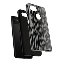 Stylish Tough Phone Case - Black and Gray Striped Design