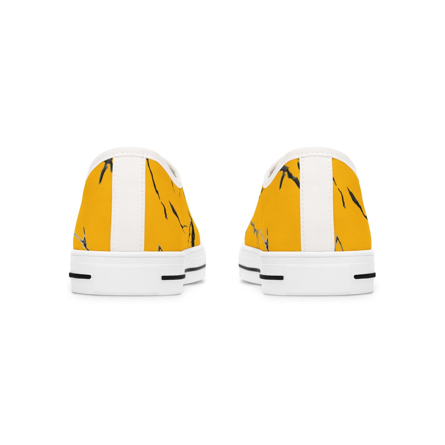 Bold Yellow Marble Low Top Sneakers for Women – Trendy Casual Footwear