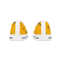 Bold Yellow Marble Low Top Sneakers for Women – Trendy Casual Footwear