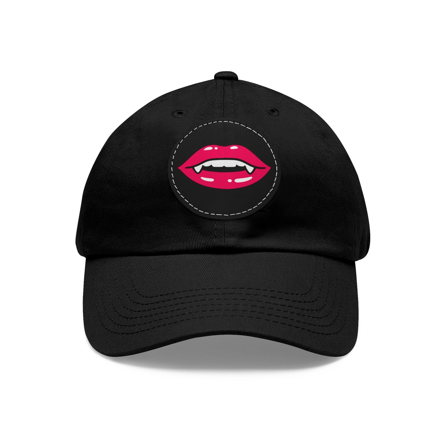 Hat for Men, Stylish Summer Dad Cap with Leather Patch, Trendy Bold Lip Design, Casual Baseball Hat, Fashionable Accessory